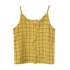 Kadın Bluzları 2023 Yaz Retro Şık Şık Kafes Kafiso Kefit Kadın Giyim Giyin Güleysel Gömlek Kızlar G342