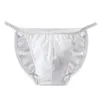 Unterhose aus reiner Seide für Herren Low-Rise Unterwäsche Bikinis U Convex Pouch Unterwäsche Sissy Panties Solid Lingerie Gay