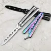 Colorful Stainless Steel Folding Knife Unsharpened Butterfly Training Knife Outdoor Practice Knife Blunt Tool No Blade Balisong Trainer