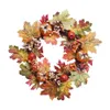 Decorative Flowers Wreaths Artificial Pumpkin Berry Maple Leaf Suower Fall Door Home Decor Garland For Halloween Thanksgiving Decoration P230310