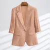 Damespakken Blazers Koreaans modepak Elegante dames zomerkleding Dunne 7-punts mouw Gedrukte jas rechte broek Tweedelige set 230328