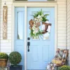 Decorative Flowers Wreaths Easter Wooden Garland 18" Rattan Decor For Front Door Welcome Sign Rustic Holiday D G4i2 P230310