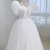 Lässige Kleider Weiß Elegantes süßes Prinzessinnenkleid Damen Bogen Puffkleid Korea Kawaii Midikleid Damen Herbst lässiges Abendkleid 230329