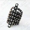 Bracelets de charme Mode Hommes Bracelet en cuir PU avec six rangées de rivets incrustés personnalisés brillant Punk Goth Rock Caractéristiques Sissy Verrouillable AccessoiresCh