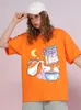 女性のTシャツ重要な朝食フルーツループホワイトミルク女性