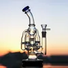 Bedwelmende Glazen Waterpijpen Recycler Olie Dab Rigs Pijp met Percolator Waterpijpen Waskolf Gratis Verzending