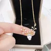 Pendant Necklaces Fashion CZ Deer Antler Necklace Stainless Steel Gold Color Reindeer Women Friend Year Christmas Gift