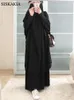 Etniska kläder Siskakia Muslim Khimar Abaya Set för kvinnor Ramadan Eid Mubarak Overdimensionerade Dubai Turkiet Arabiska marockanska islamiska bönkläder