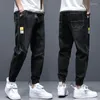 Herr jeans vår höst casual mäns fasta denim byxor streetwear hip hop cowboy byxor elastiska midja joggar plus storlek m-5xl