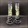 Аксессуары Светящиеся в темноте бонги для стаканов 6 Arms Tree Perc Uv Oil Dab Rigs Прямая трубка Стеклянные водопроводные трубы с рассеянным нижним штоком Bo Dh3Fr