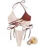 ZAFUL Muschel verziert Halter Bikini Set Frauen Badeanzug Bademode Sexy Bralette ausgeschnitten Biquini weiblicher hohler fester Badeanzug Y0820