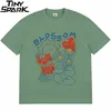 Męskie tshirty Hip Hop Streetwear Tshirt Harajuku Blossom Print T Shirt Men Summer Short Sleeve Tshirt Floral Zielone Białe Tops Tees 230329