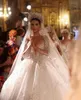 Abiti da sposa arabi sexy con perline Abito da ballo Manica intera con paillettes Abito da sposa in pizzo Lunghezza pavimento Abiti su misura s