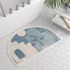 Tapijt pluche absorberende badkamer mat Morandi -stijl tapijt half ronde badkamer tapijt zachte badkamer zijkant vloer Mat Noordse ruige deurmat 230329