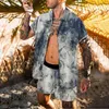 Herren -Trailsanzuiten Neue Trend Männer Hawaiian Sets Sommer Kokosnussdruck kurzärmelig Button Hemd Strand Shorts zwei Set Casual Trip Herren 2 -teiliges Anzug W0329