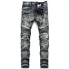 Jeans masculinos 2023 Moda MONS SLIM BIKER MOTORCIONY MOTORCYCIL