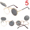 Óculos de sol Retro steampunk redondo giro para cima de óculos de sol Mulheres masculinas em metal punk sun coses malesunglasses