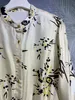 Printed Waist Wrapped Dress Light Luxury Drawstring Shirt Long Dress Twill Silk