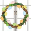 Dekorative Blumenkränze Ostern Rattan mit bunten Eiern 7.4inchCircle Spring Door Hanger For Hunt Games Birthday Party P230310
