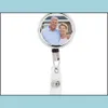 Pendants Sublimation Diy Id Holder Name Tag Card Key Badge Reels Round Solid Plastic Clipon Retractable Pl Reel Cg001 Drop Delivery Dhyes