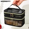 Cosmetic Bags Cases 1Pc Mesh Bag Makeup Black Zipper Pouch for Offices Travel Storage Toiletry 230329