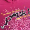 Spider hoodie Sweatshirts bladerdeeg roze trainingspak Real Photo Foam Print Hot Drill Diamonds mannen vrouwen Young Thug joggingbroek 4 7KMS