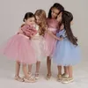 Girls Dresses 38 Year Princess Dress Sequin Lace Tulle Wedding Party Tutu Fluffy Gown For Children Kids Evening Formal Pageant Vestidos 230329