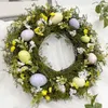 Dekorativa blommor kransar 35 cm naturliga växter påsk konstgjord krans för ytterdörrvägg dekorationer ornament fjäder fönster krans sommaren p230310