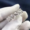 925 Sterling Silver Drop-shaped Cut Row Diamond Platinu Moissanite Engagement Wedding Band rings for Women Gift2785