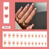 Faux ongles 24 pièces ongles courts dégradé jaune avec motif coeur d'amour français faux Patch couverture complète embouts acryliques artificiels