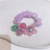 2023 nouvelle corée mode fille princesse queue de cheval cheveux accessoires enfants doux coloré fleurs perles petit intestin cheveux anneau