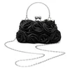 Kvällspåsar Handväska Kvinnor Tygväska Rose Blomma Mönster Koppling för Women Party Bridal Bolsa Feminina Bolso Mujer 230329