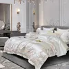 Bedding Sets 1000TC Satin And Egyptian Cotton Luxury Chic Flower Embroidery BeddingSet Pink White Super Soft Comfortable Duvet Cover