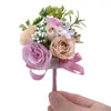 Fleurs décoratives 5 pc mariage broche en soie pour demoiselle d'honneur garçons d'honneur Unique parure personnelle diamant artificiel Rose Corsage