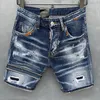 Pantalones cortos para hombre Jeans Diseñador Jean Short Moda Casual Slim Ripped Paint Cremallera Parche D Letra Bordado Pantalones cortos de mezclilla para hombres Street Punk Blue 6010