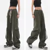 Kadın pantolon s elastik bel mavili kargo pantolon 2023 cepler hippi joggers pantolonlar kadın harajuku çekiliş geniş bacak 230329