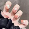 Fałszywe paznokcie 24PCS Piękne pomarańczowe gradient krótkie serce ozdobić fałszywe prasa na manicure narzędzia paznokcie