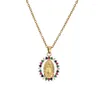 Pendentif Colliers De Luxe CZ Vierge Marie Pour Femmes Cristal Paix Collier Longue Chaîne De Cuivre Catholique Bijoux Virgen De Guadalupe