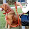 Dog Collars Leashes New Pet Fashion Comfortable Leather Leash Set Pets Pu Collar Accessories Dogs Supplies Spot Wholesale Adjustab Dhbun