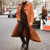 Trenchs d'hommes 2023 Hommes Pardessus Vintage Long Manteau Veste Business Noir Casual Solide Coupe-Vent Automne Outwear