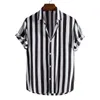 Herrens avslappnade skjortor toppsäljande produkt 2022 Sommarn New Men's Fashion Corth Sleeve Printed Striped Shirts Menkläder W0328