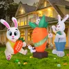 Autres fournitures de fête d'événement OurWarm Oeuf de lapin de Pâques Décoration gonflable Lapin Décoration extérieure avec LED pour jardin pelouse fête de vacances en famille 230329