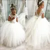 Girl -jurken 2023 Wit mooie schattige bloem vintage prinses Appliqued Dochter Peuter Mooie kinderen formele eerste heilige jurken