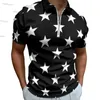 Polos pour hommes Noir et blanc Star Casual Polo Shirt Moderne Tendance Cool T-s Mâle À Manches Courtes Design Street Style Oversize Vêtements Y2303