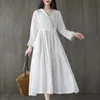 Abiti casual Anteef abiti vintage in cotone e lino a maniche lunghe da donna, abiti casual larghi primaverili autunnali, abiti eleganti 230329