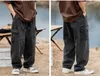 Jeans pour hommes Jeans lâches pour hommes Vêtements de travail Multi-poches Cargo Straight Vintage Moto Denim Pantalon à cordon Casual Biker Long Pantalon 230329