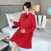 Umstandskleider 1958 # Kleidung Frühling Herbst Baumwolle Mode Einfarbig Plissee Lange Ärmel Lose Stilvolles Kleid Für Schwangere