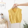 Waistcoat Spring Autumn Baby Girl Cable-knit Vest Sweater Fashion Infant Girl Cotton Knitted Sleeveless Tops Toddler Clothes FY12094 230329
