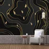 Wallpapers Custom Po Wallpaper moderne minimalistische abstracte lijn 3d gouden bladgeometrie muurschilderingen pvc zelfklevende waterdichte wandstickers