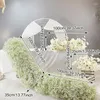 Decorative Flowers Ivory Rose White Gypsophila Babybreath Flower Row Wedding Backdrop Prop Arrangement Event Party Decor Floral Table Runner